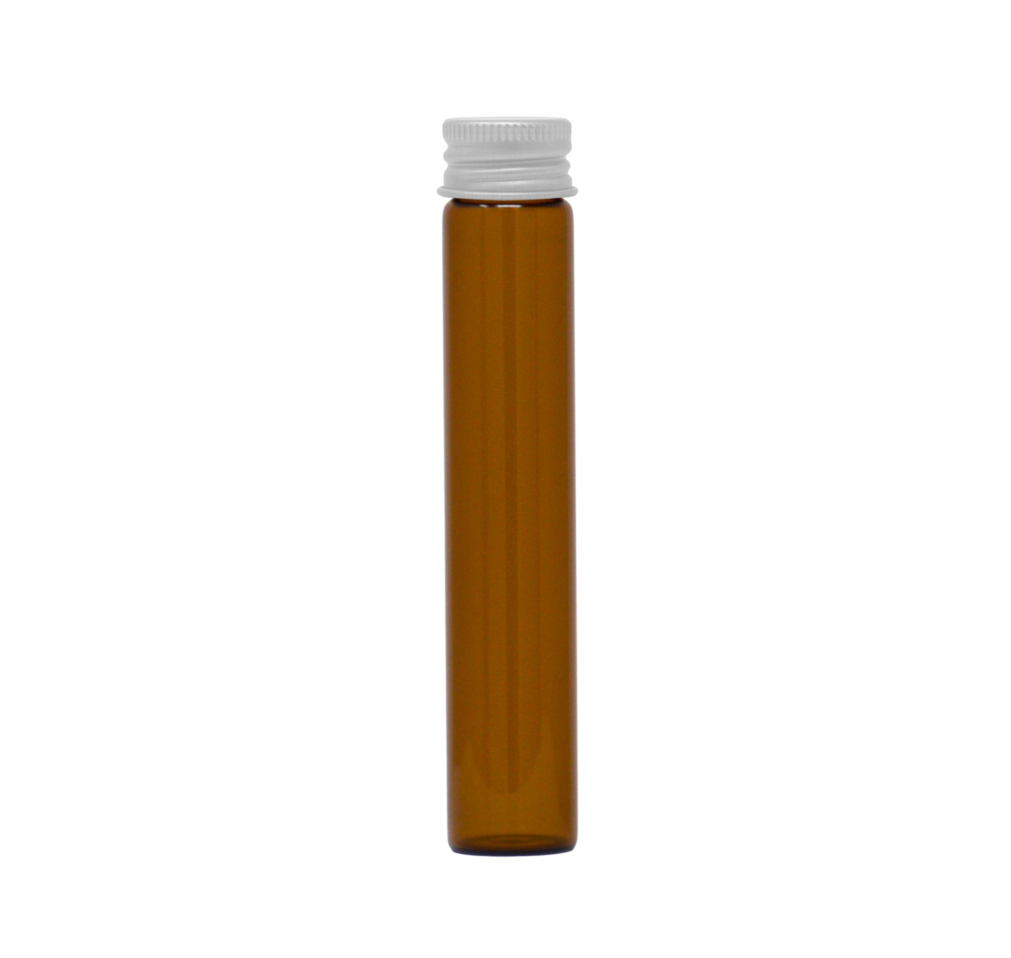 116mm x 21mm Amber Glass Screw Top J-tubes with Metal Lid (Multiple options) (250/case)