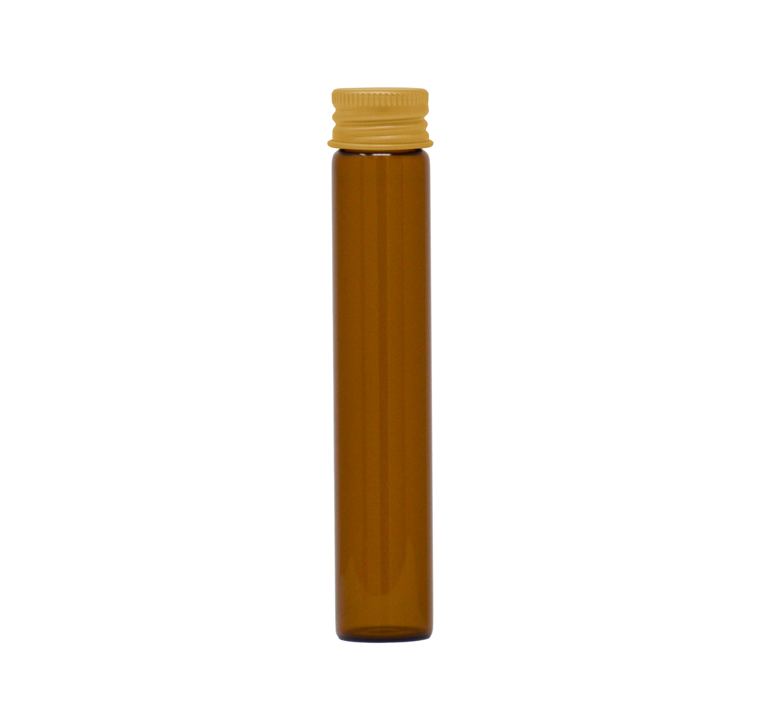 116mm x 21mm Amber Glass Screw Top J-tubes with Metal Lid (Multiple options) (250/case)