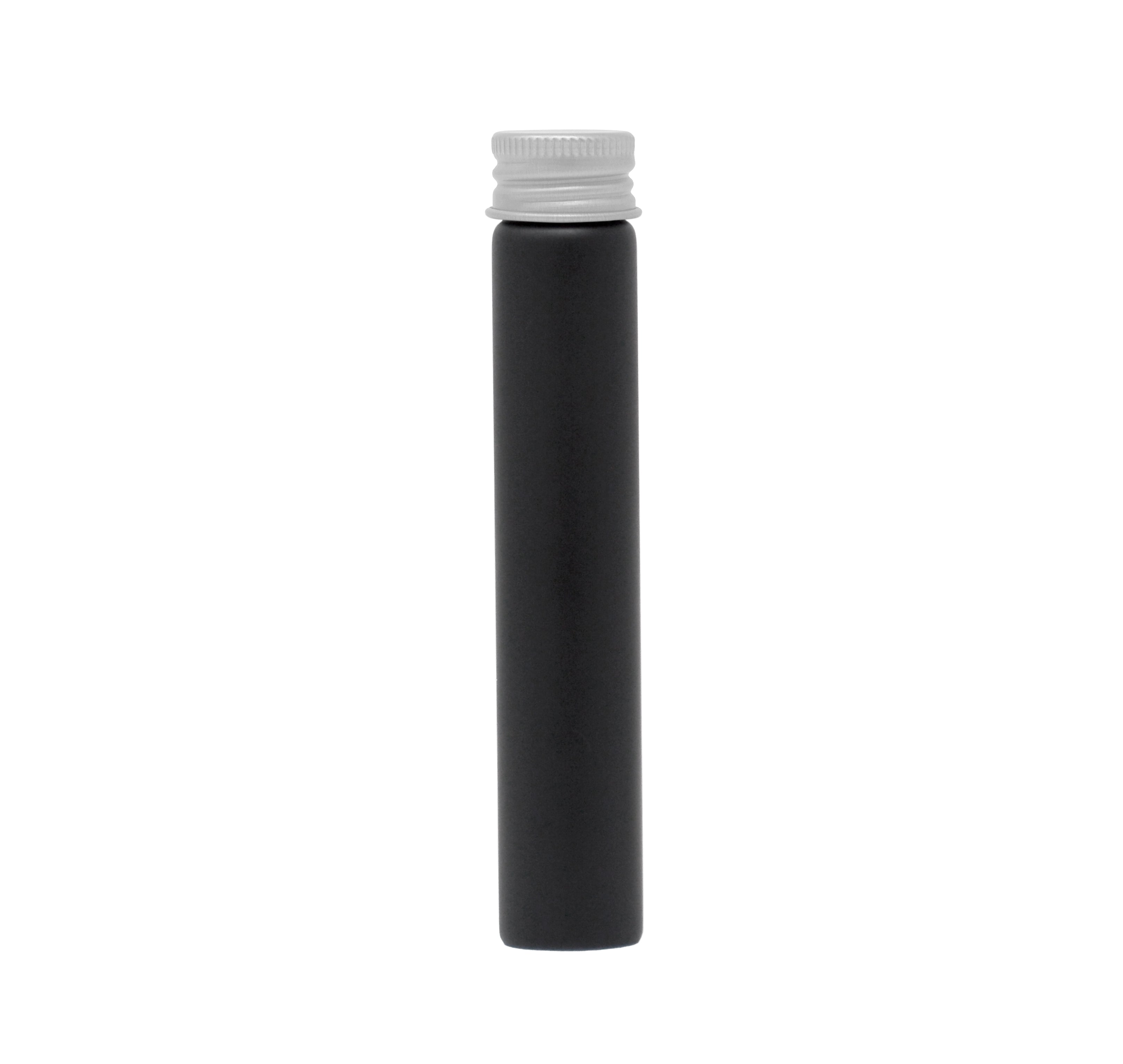 116mm x 21mm Painted Black Glass Screw Top J-tubes with Metal Lid (Multiple options) (250/case)