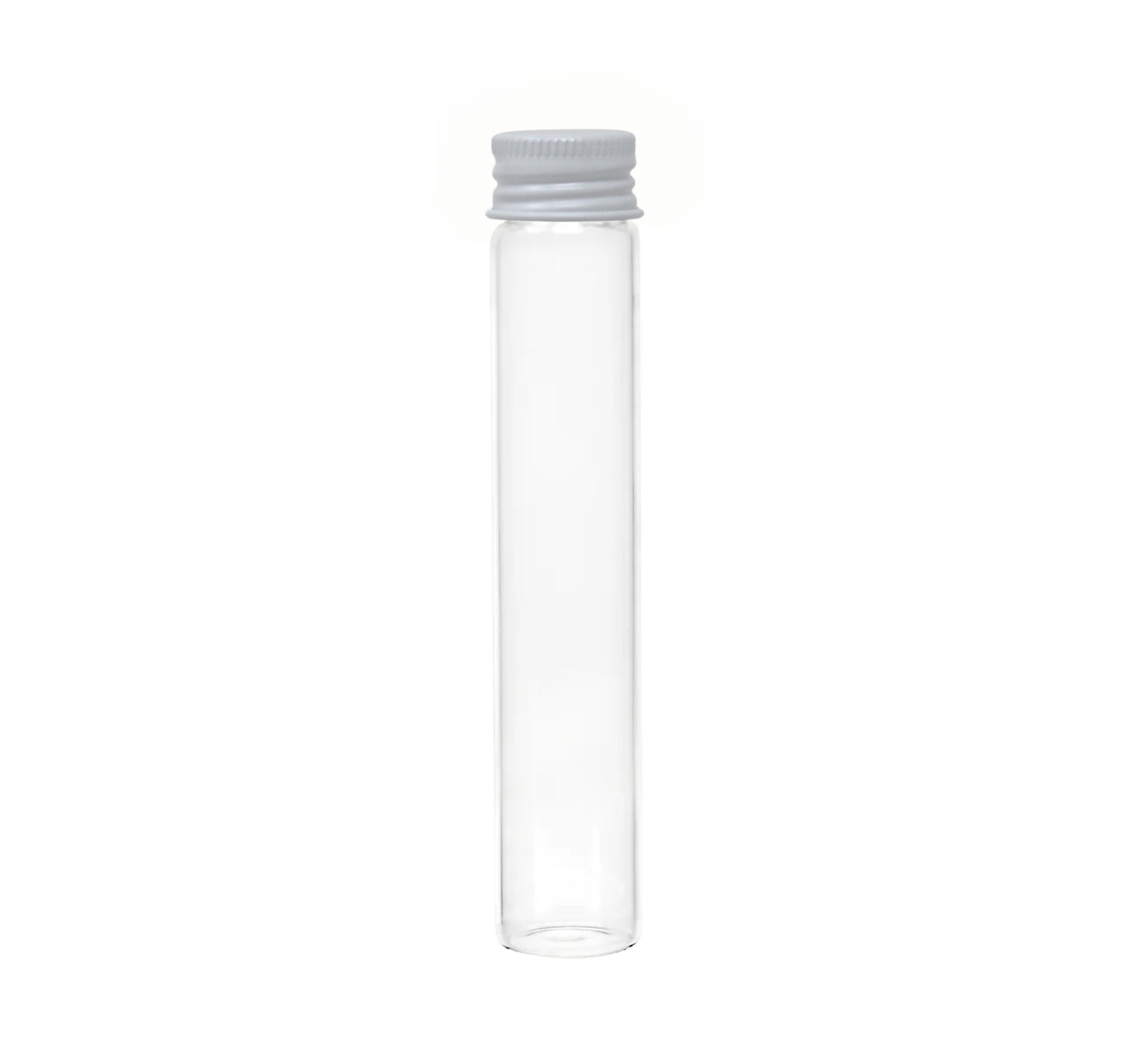 116mm x 21mm Clear Glass Screw Top J-tubes with Metal Lid (Multiple options) (250/case)