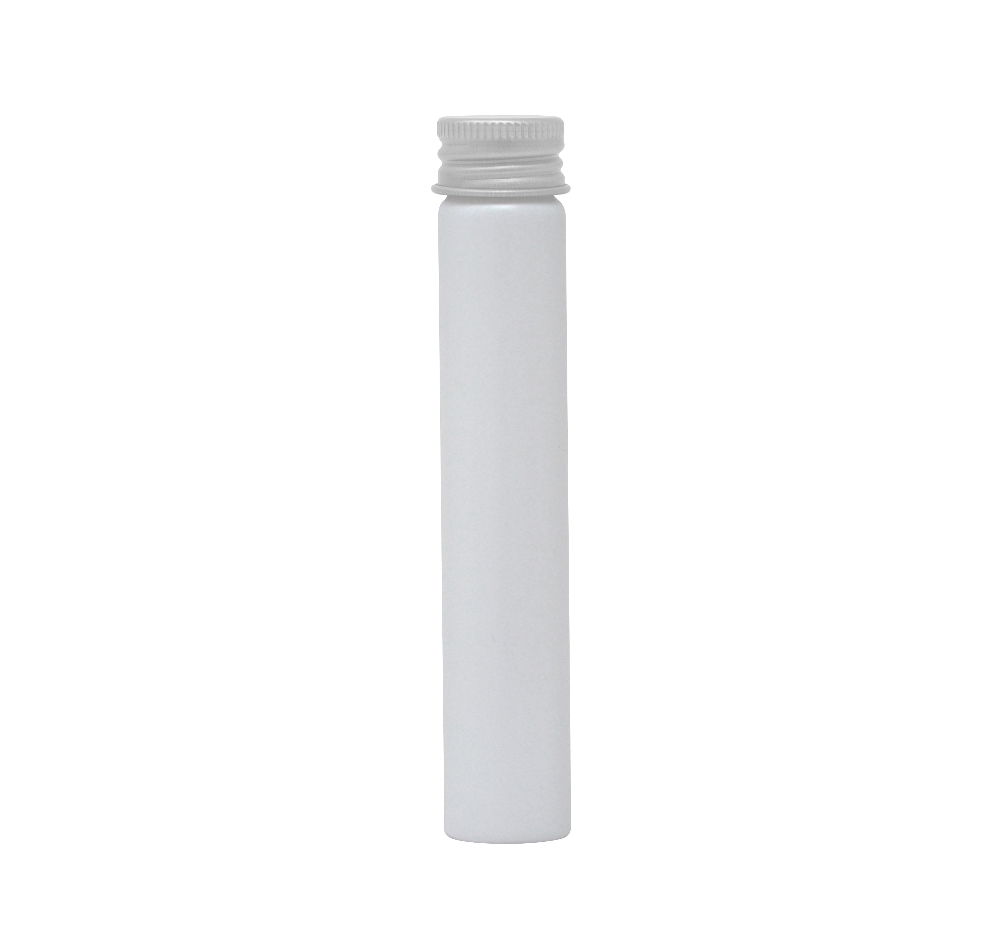 116mm x 21mm Painted White Glass Screw Top J-tubes with Metal Lid (Multiple options) (250/case)