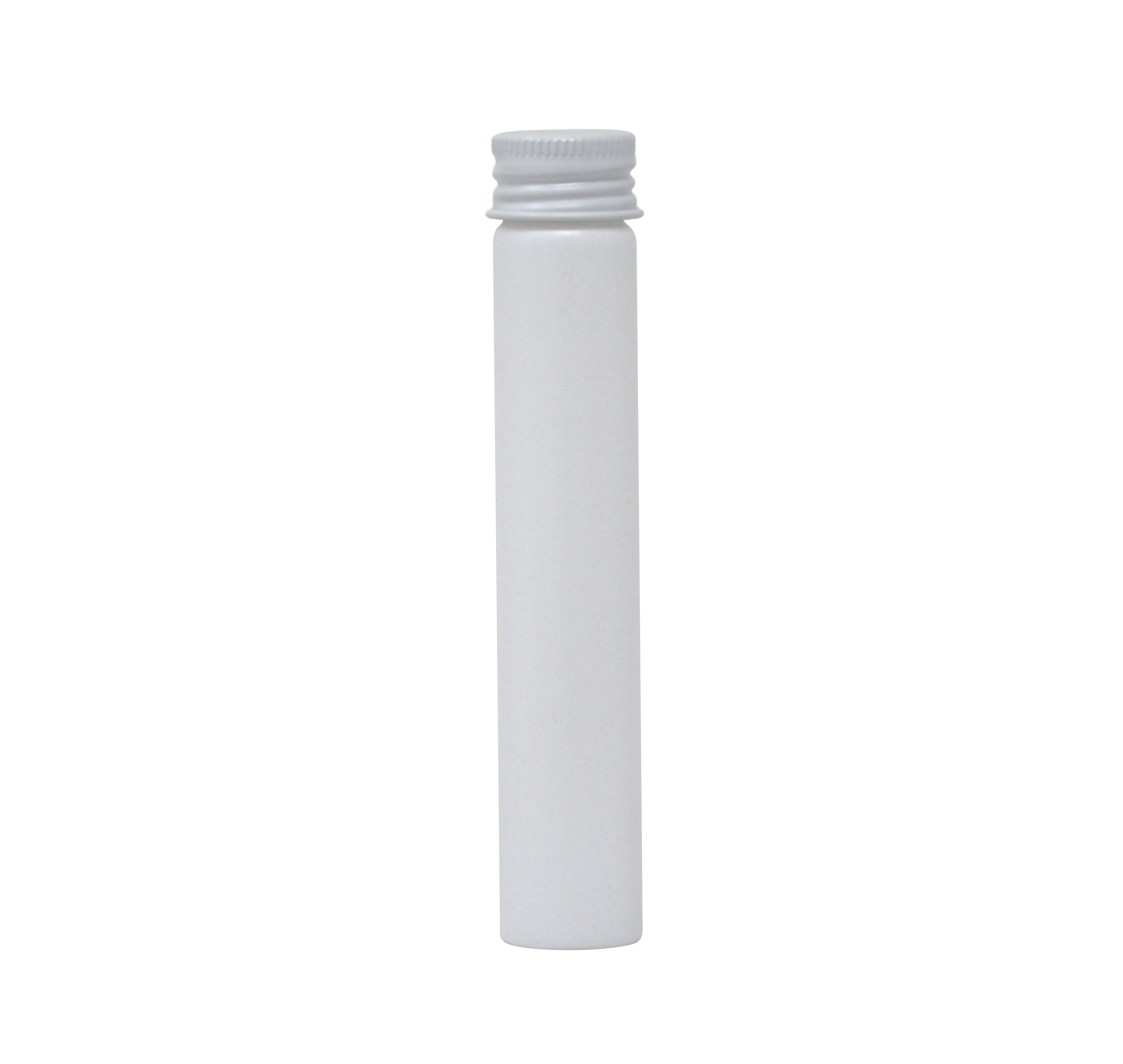 116mm x 21mm Painted White Glass Screw Top J-tubes with Metal Lid (Multiple options) (250/case)