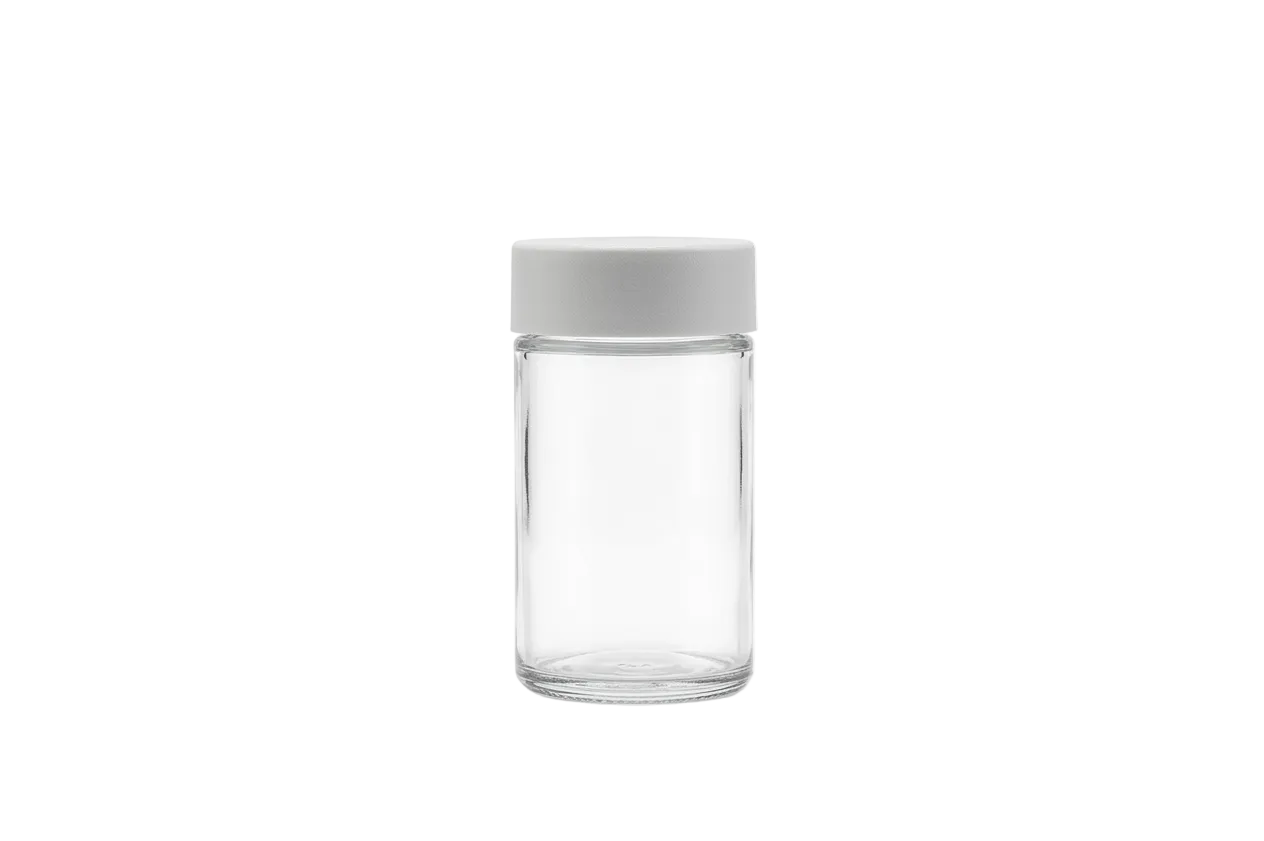 76mm Dog Walker Glass Jar with Child Proof Ocean Plastic Lids (200/Case)