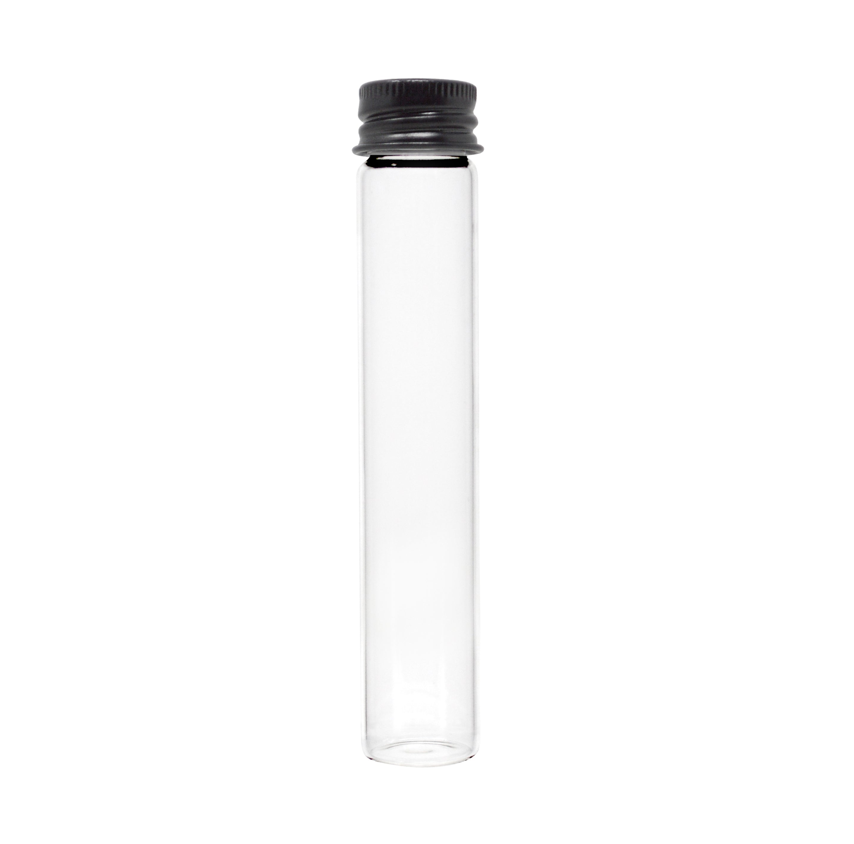 116mm x 21mm Clear Glass Screw Top J-tubes with Metal Lid (Multiple options) (250/case)